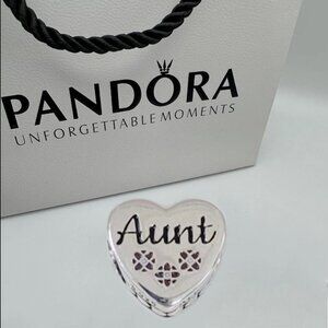 Pandora Aunt Heart Charm Bead S925 ALE Sterling Silver Bracelet Pendant with box